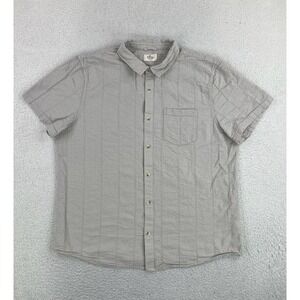 Marine Layer Mens XL Gray Textured Stripe Short Sleeve Button Up Casual Shirt